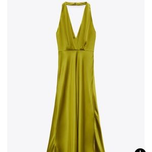 Zara Green Satin Dress